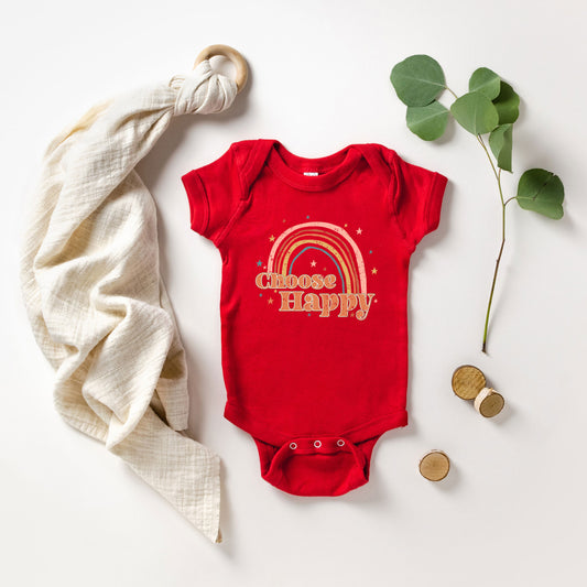 Choose Happy Rainbow | Baby Graphic Short Sleeve Onesie