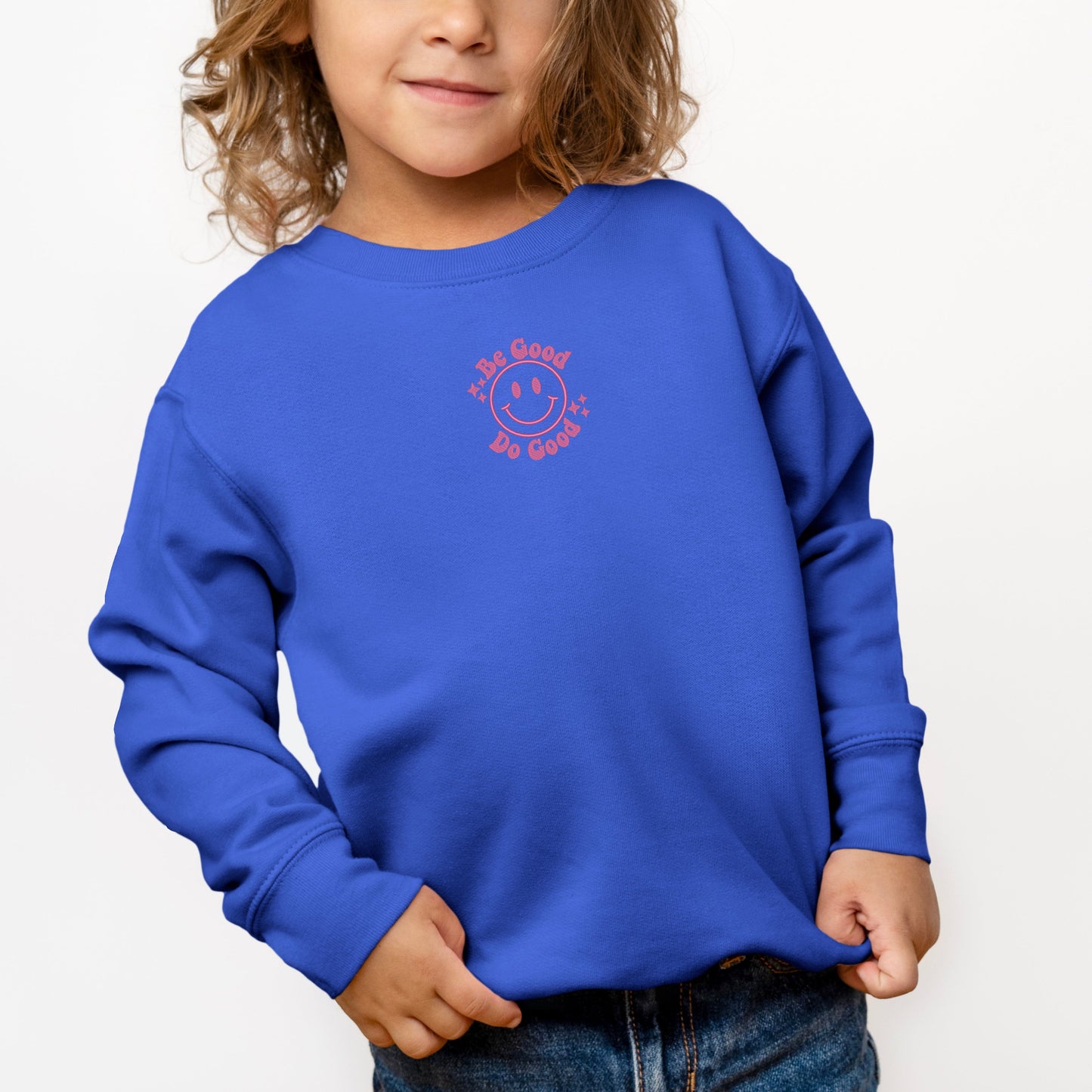 Embroidered Be Good Do Good Smiley Face | Toddler Graphic Sweatshirt