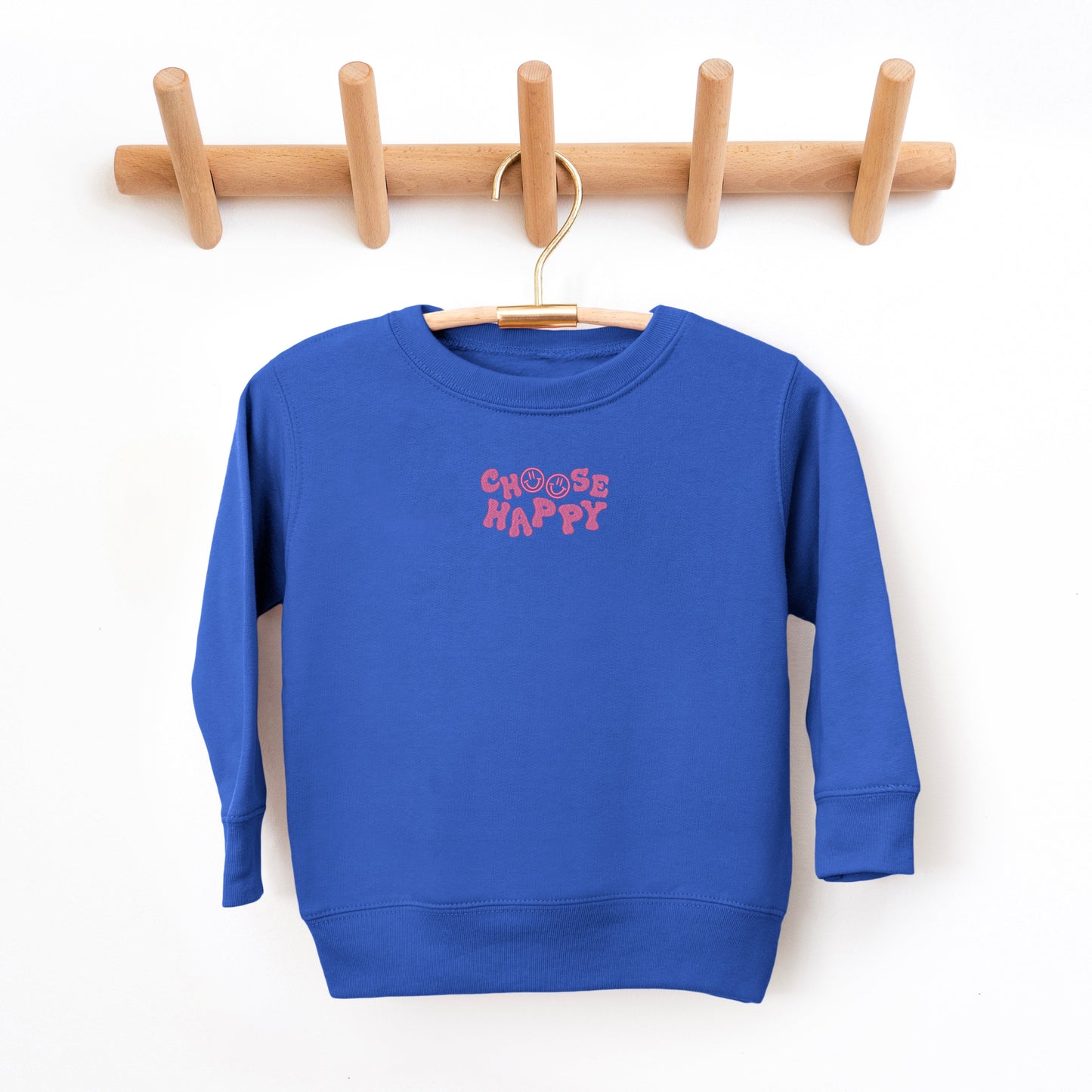 Embroidered Choose Happy Smiley Face | Toddler Graphic Sweatshirt