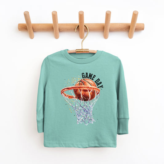Basketball Game Day Hoop | Youth Graphic Long Sleeve Tee