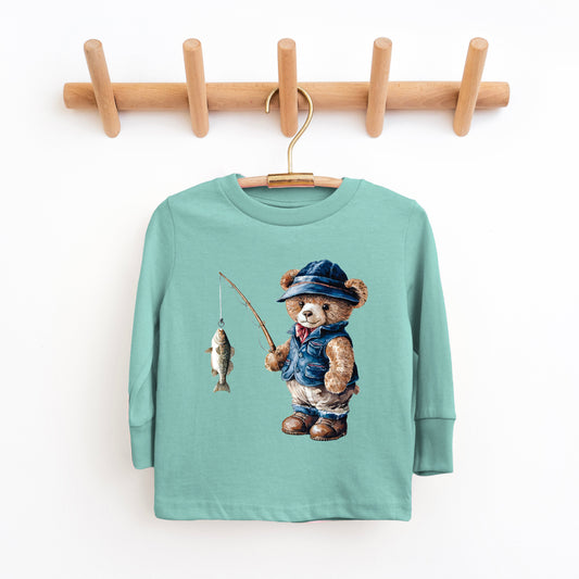 Teddy Bear Fisherman | Youth Graphic Long Sleeve Tee