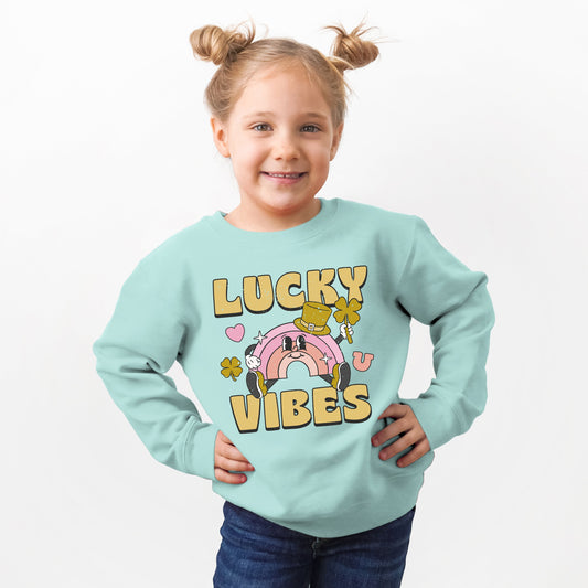 Lucky Vibes Cartoon Rainbow | Toddler Graphic Sweatshirt