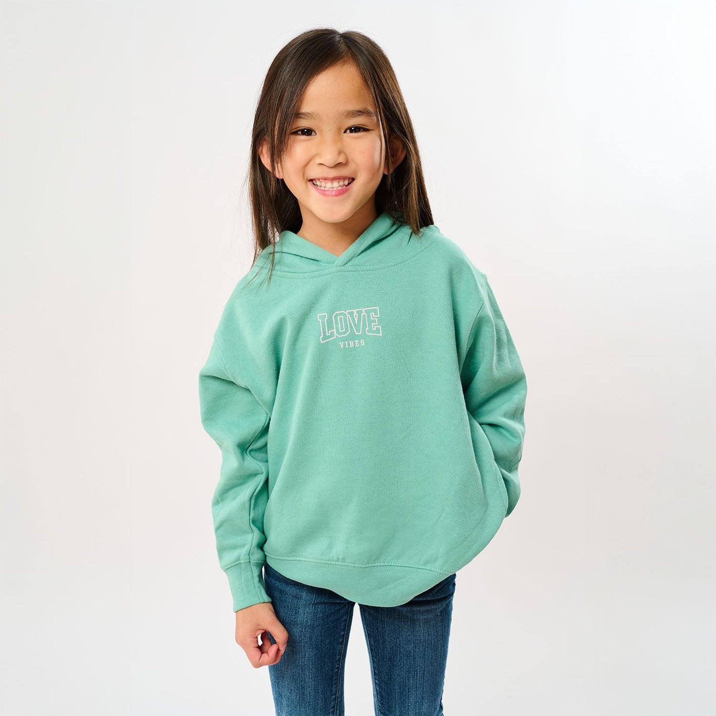 Embroidered Varsity Love Vibes | Toddler Graphic Hoodie