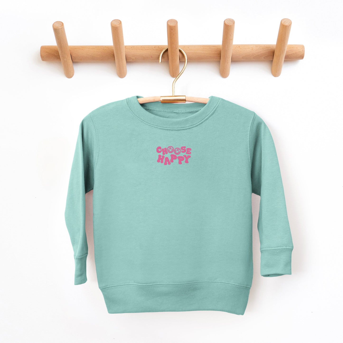 Embroidered Choose Happy Smiley Face | Youth Ultra-Soft Graphic Sweatshirt