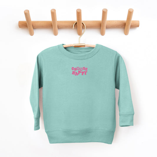 Embroidered Choose Happy Smiley Face | Youth Ultra-Soft Graphic Sweatshirt