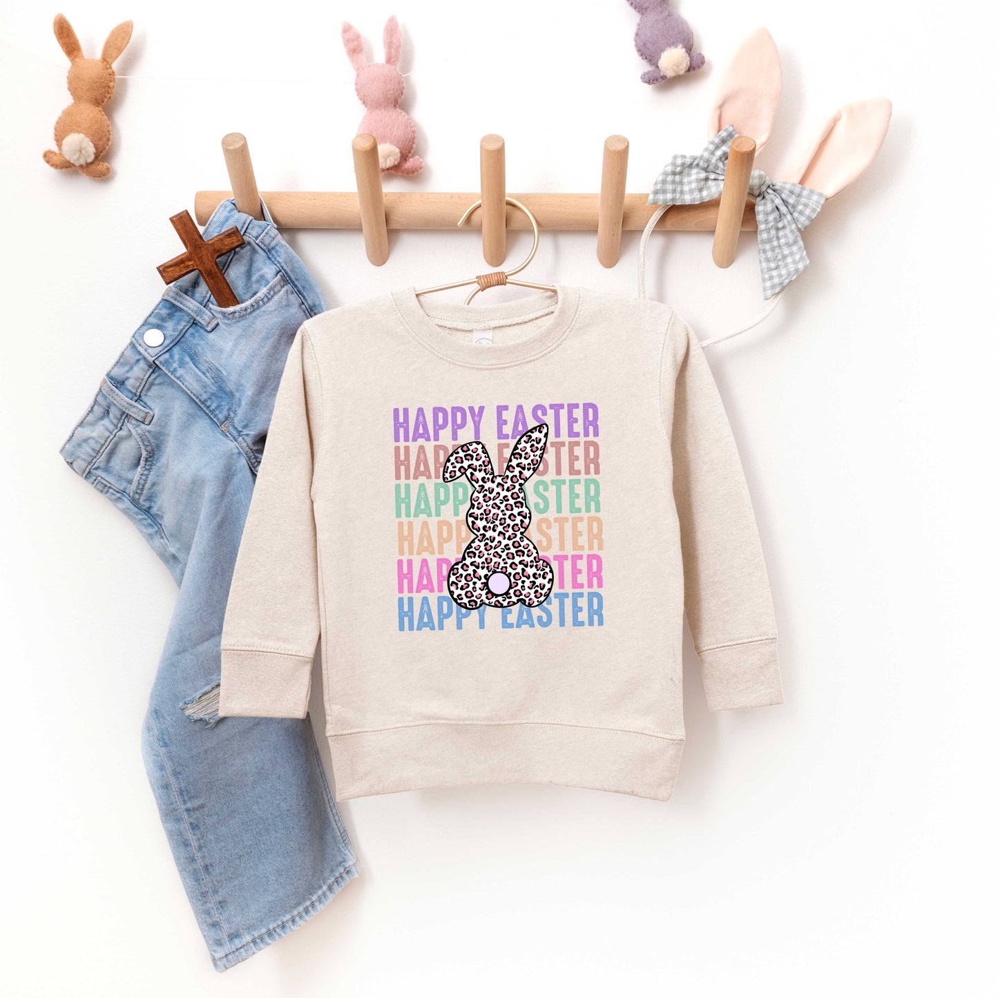 Easter Stacked Leopard Bunny | Toddler Sweatshirt