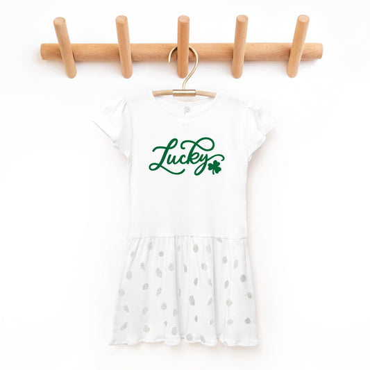 Cursive Lucky Clover | Toddler Graphic Dress