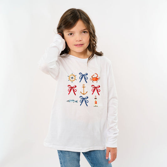 Coquette Nautical Collage | Youth Graphic Long Sleeve Tee