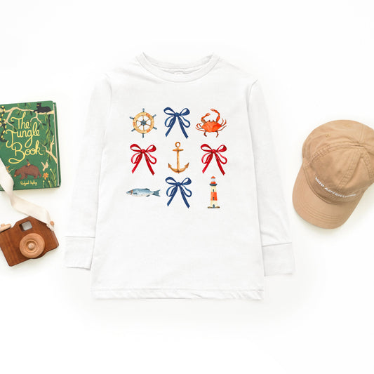 Coquette Nautical Collage | Toddler Graphic Long Sleeve Tee