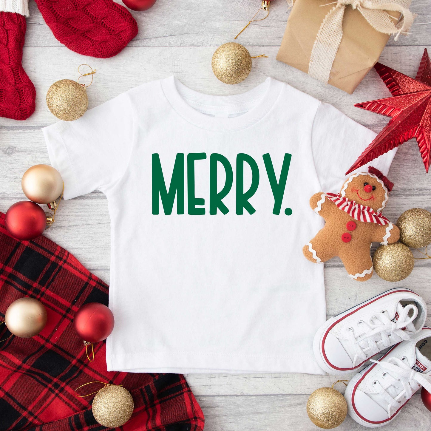 Merry Bold Word | Toddler Graphic Short Sleeve Tee