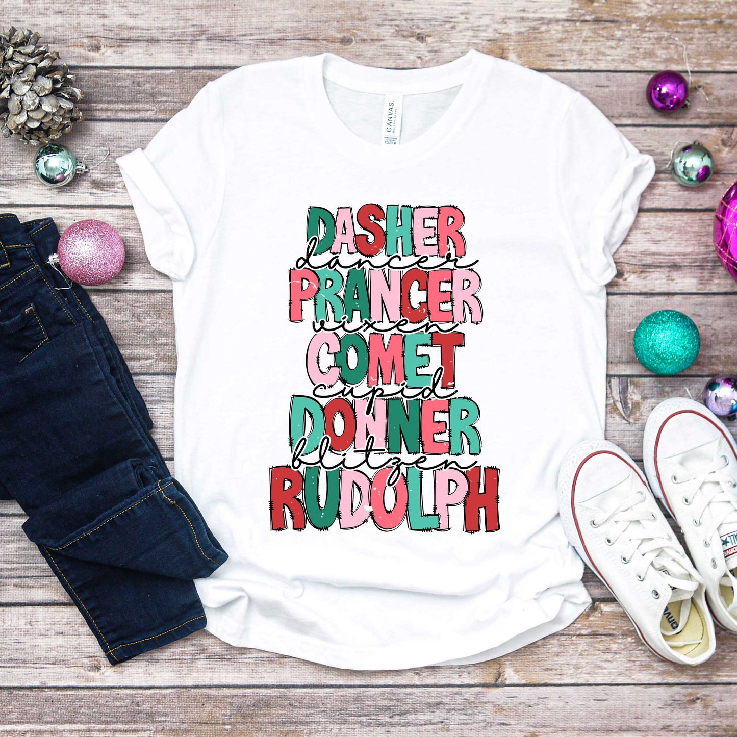 Reindeers Stacked | Youth Graphic Short Sleeve Tee