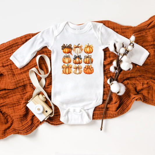 Coquette Fall Pumpkin Chart | Baby Graphic Long Sleeve Onesie