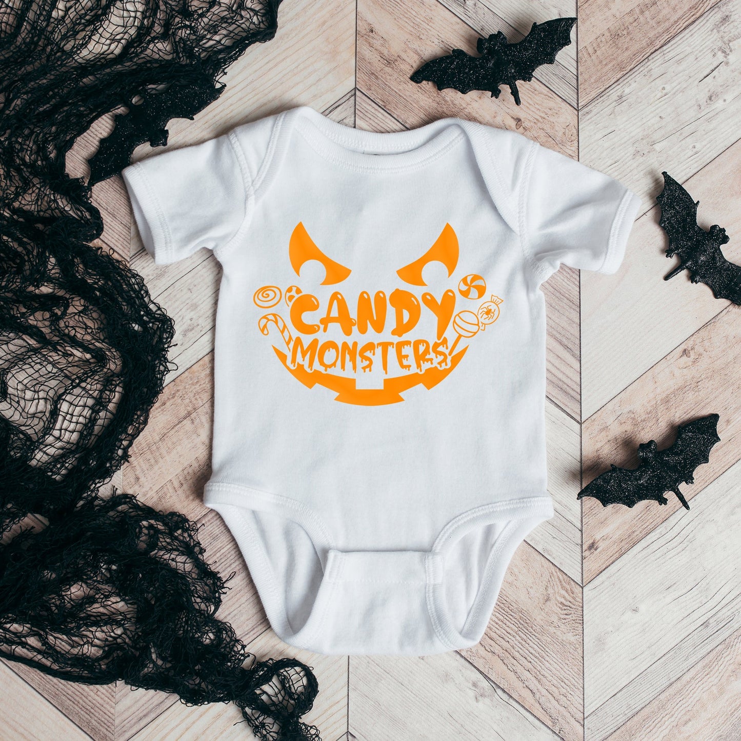 Candy Monster Puff Print | Baby Graphic Short Sleeve Onesie
