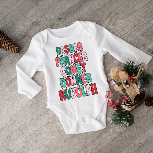 Reindeers Stacked | Baby Graphic Long Sleeve Onesie