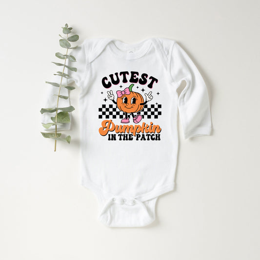 Cutest Pumpkin Checkered | Baby Graphic Long Sleeve Onesie