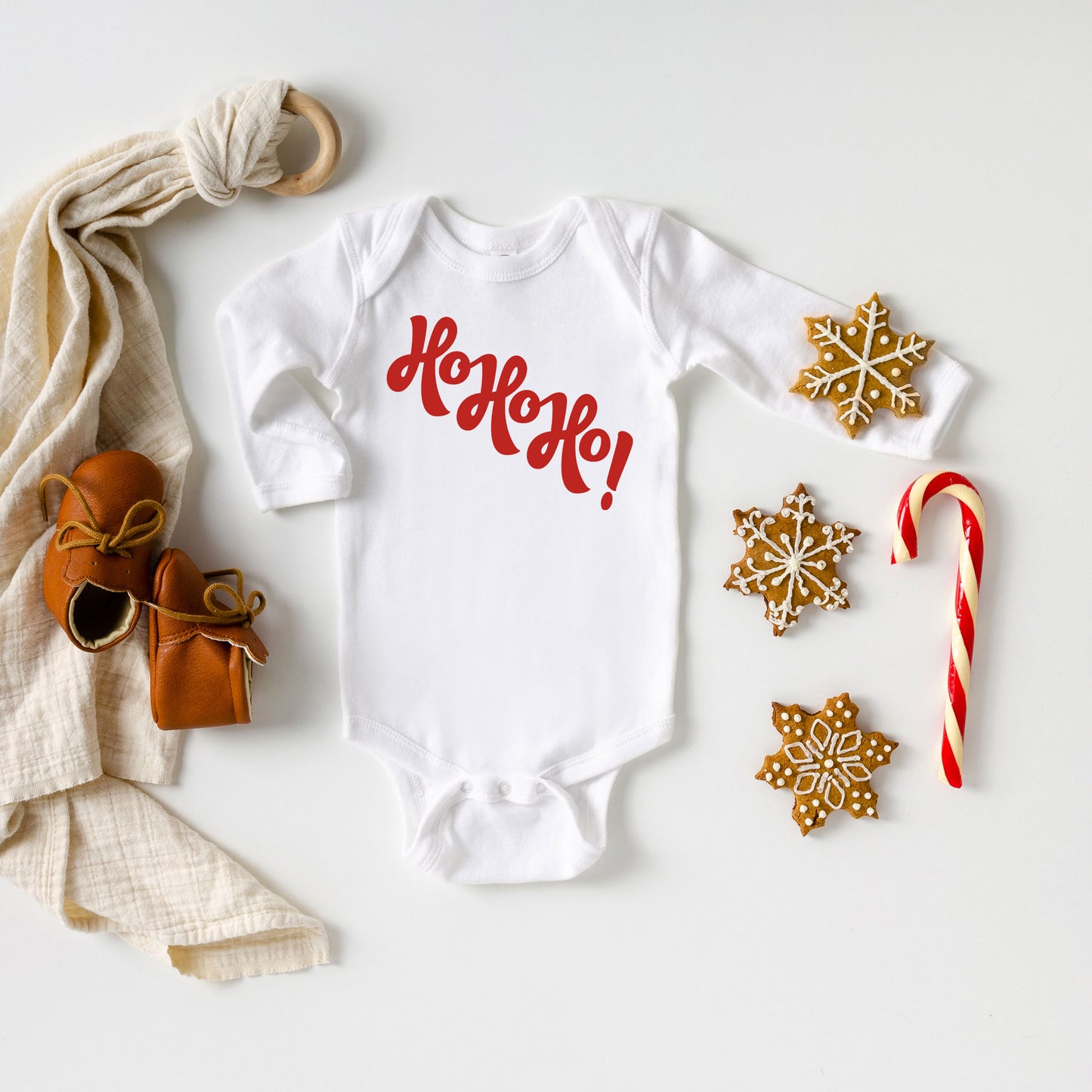 Diagonal Ho Ho Ho | Baby Graphic Long Sleeve Onesie