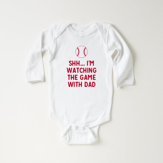 Watching The Game With Dad | Baby Long Sleeve Onesie