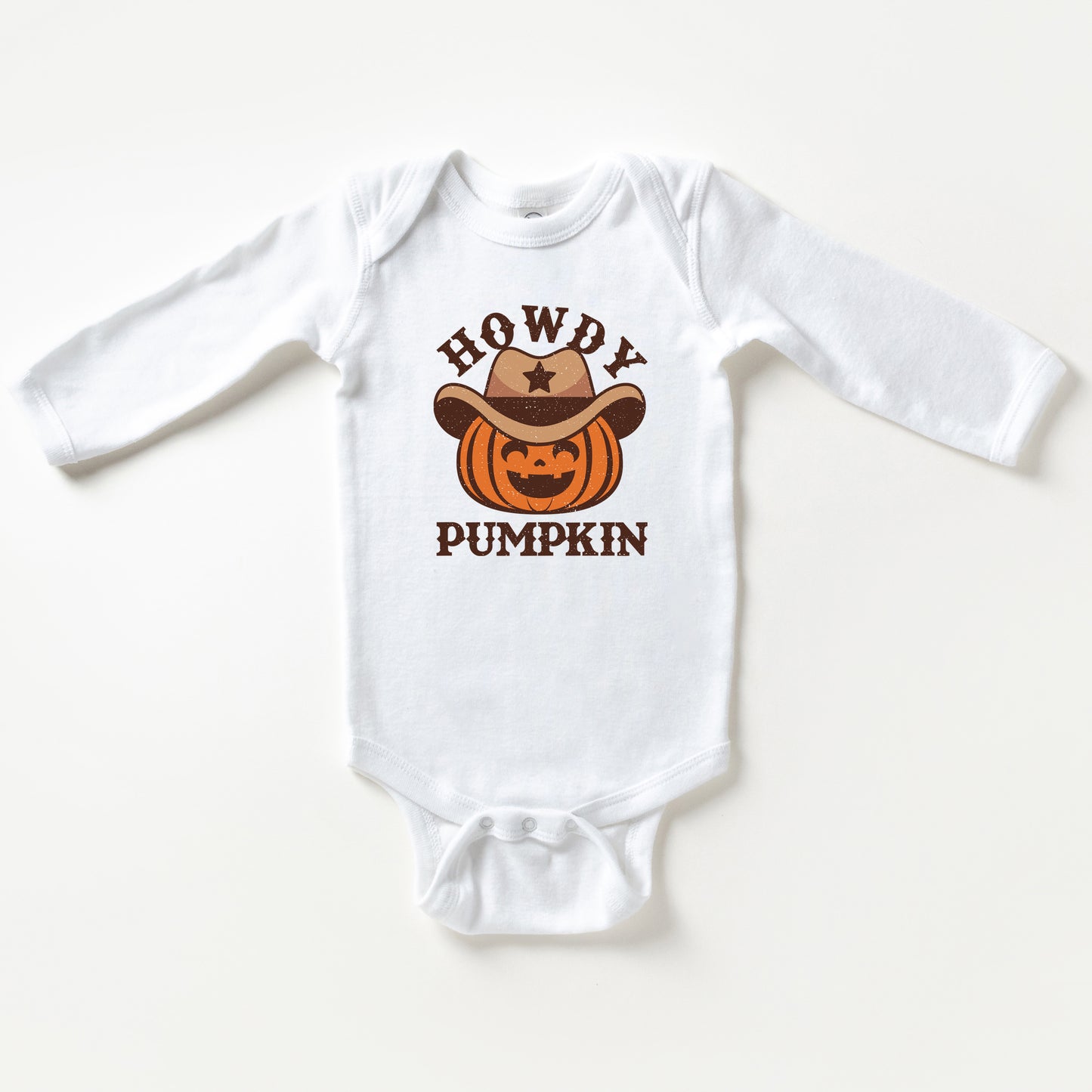 Howdy Pumpkin Hat | Baby Graphic Long Sleeve Onesie