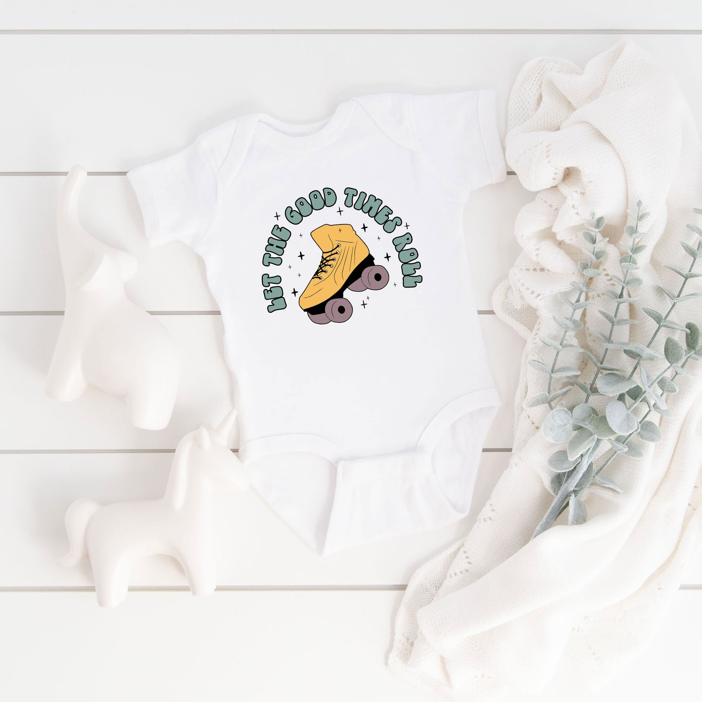Let The Good Times Roller Skate | Baby Graphic Short Sleeve Onesie