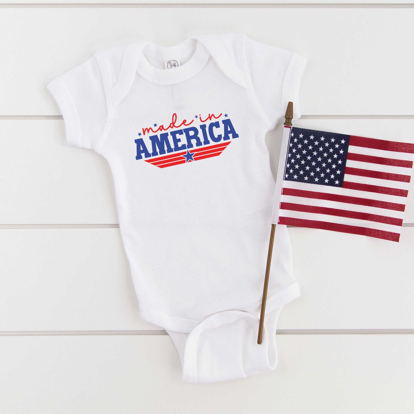 Made In America Stripes | Baby Graphic Short Sleeve Onesie