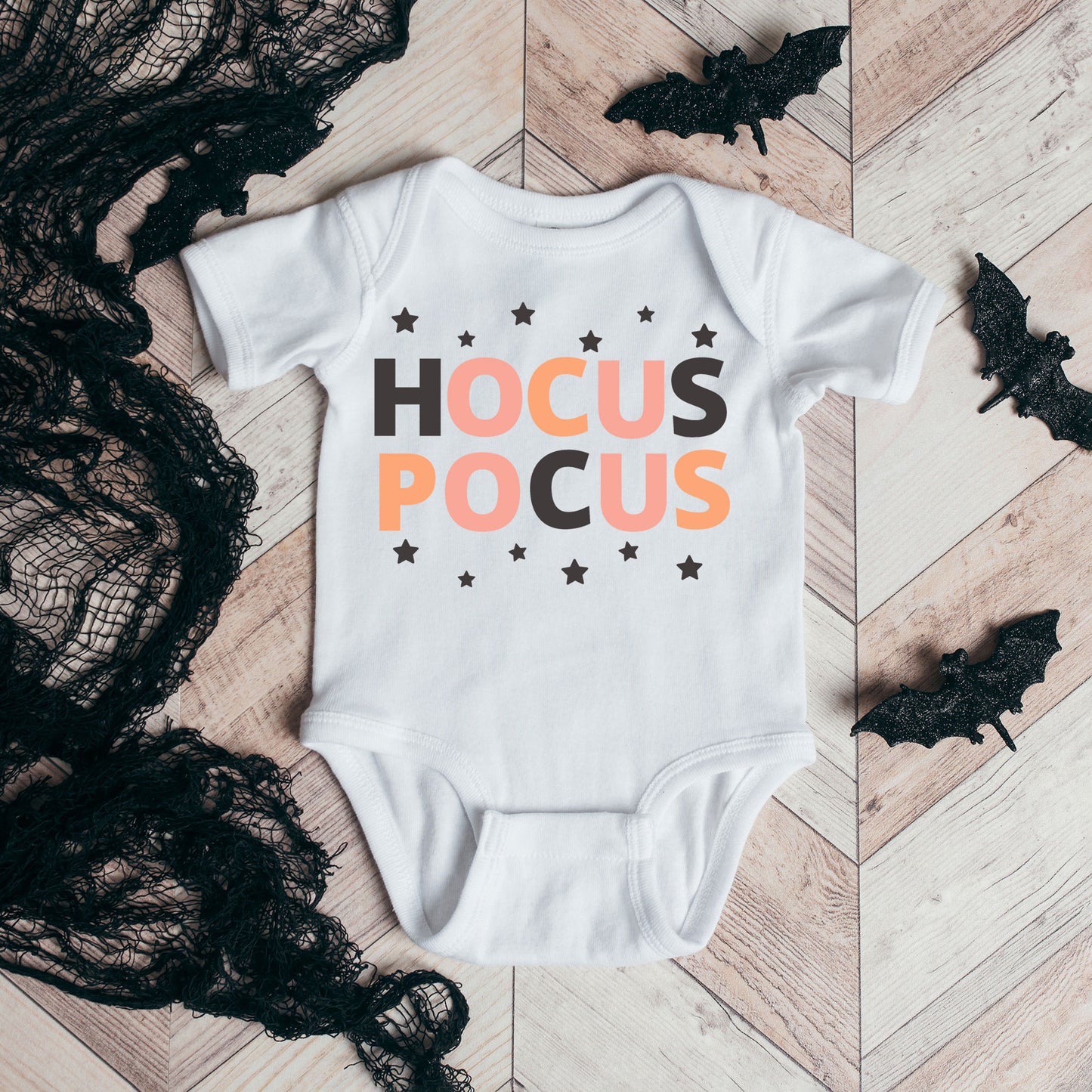 Hocus Pocus Colorful Stars | Baby Graphic Short Sleeve Onesie