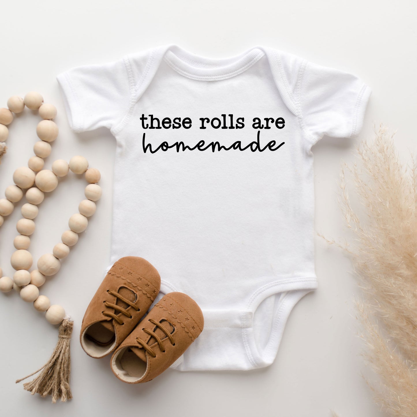 These Rolls Are Homemade | Baby Graphic Short Sleeve Onesie