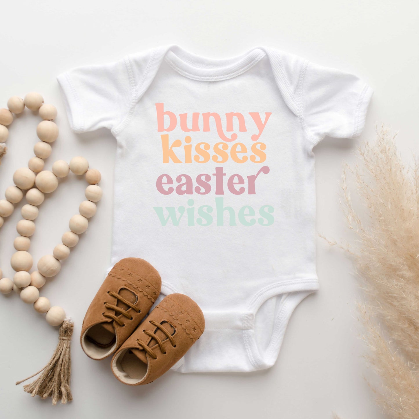 Bunny Kisses Easter Wishes | Baby Graphic Short Sleeve Onesie