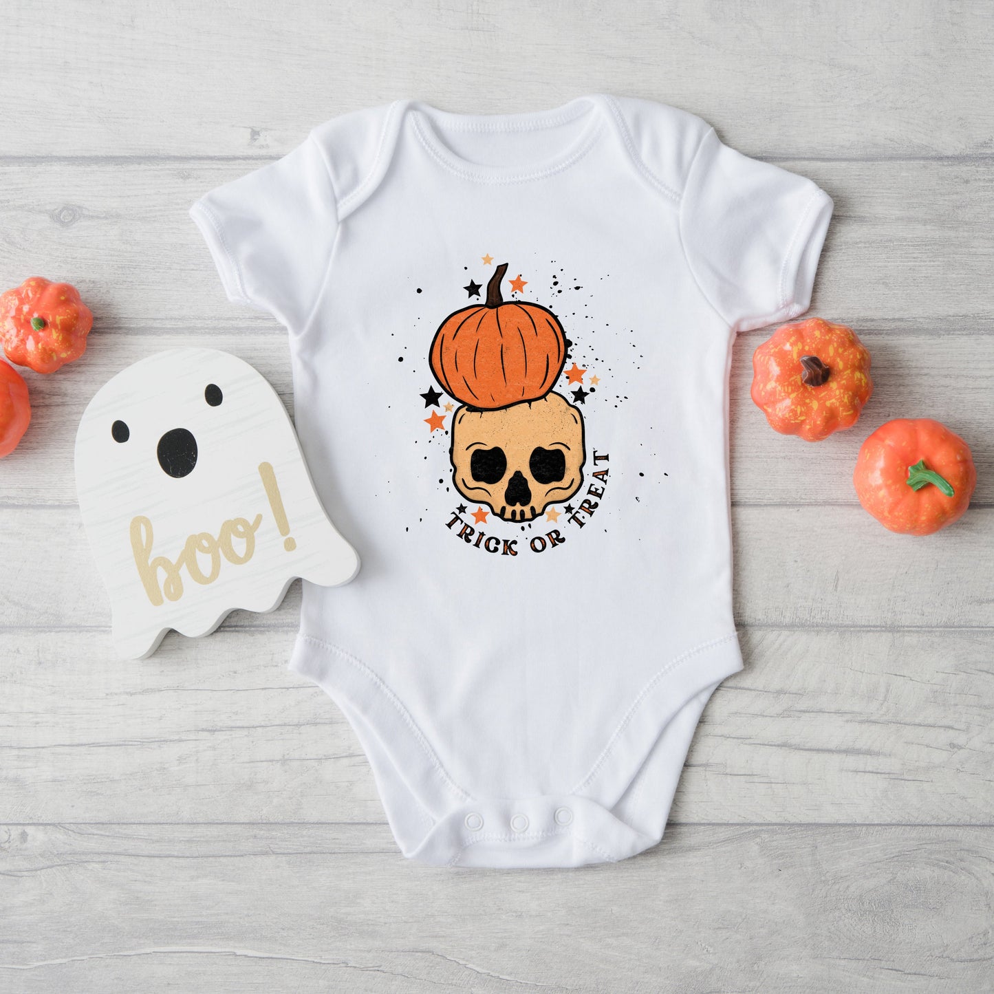 Trick Or Treat Skull | Baby Graphic Short Sleeve Onesie
