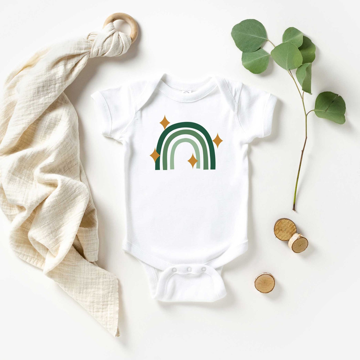 Lucky Rainbow Stars | Baby Graphic Short Sleeve Onesie