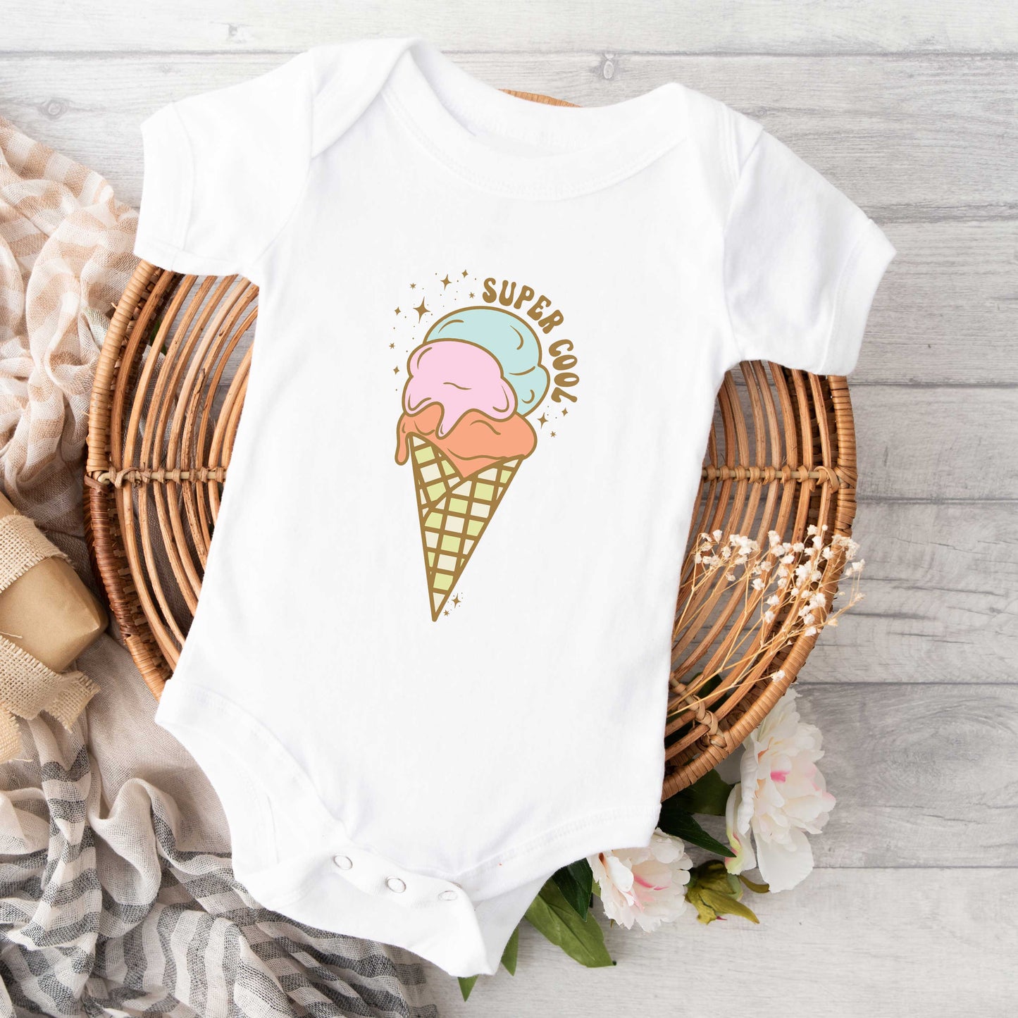 Super Cool Ice Cream | Baby Graphic Short Sleeve Onesie