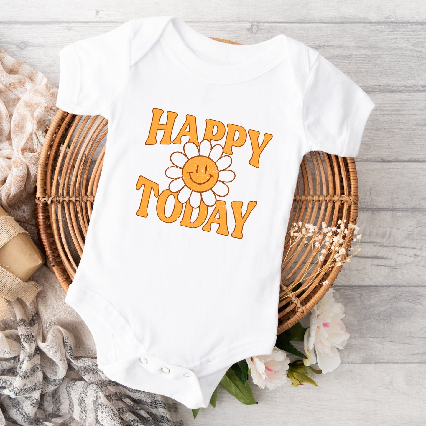 Happy Today Flower | Baby Graphic Short Sleeve Onesie