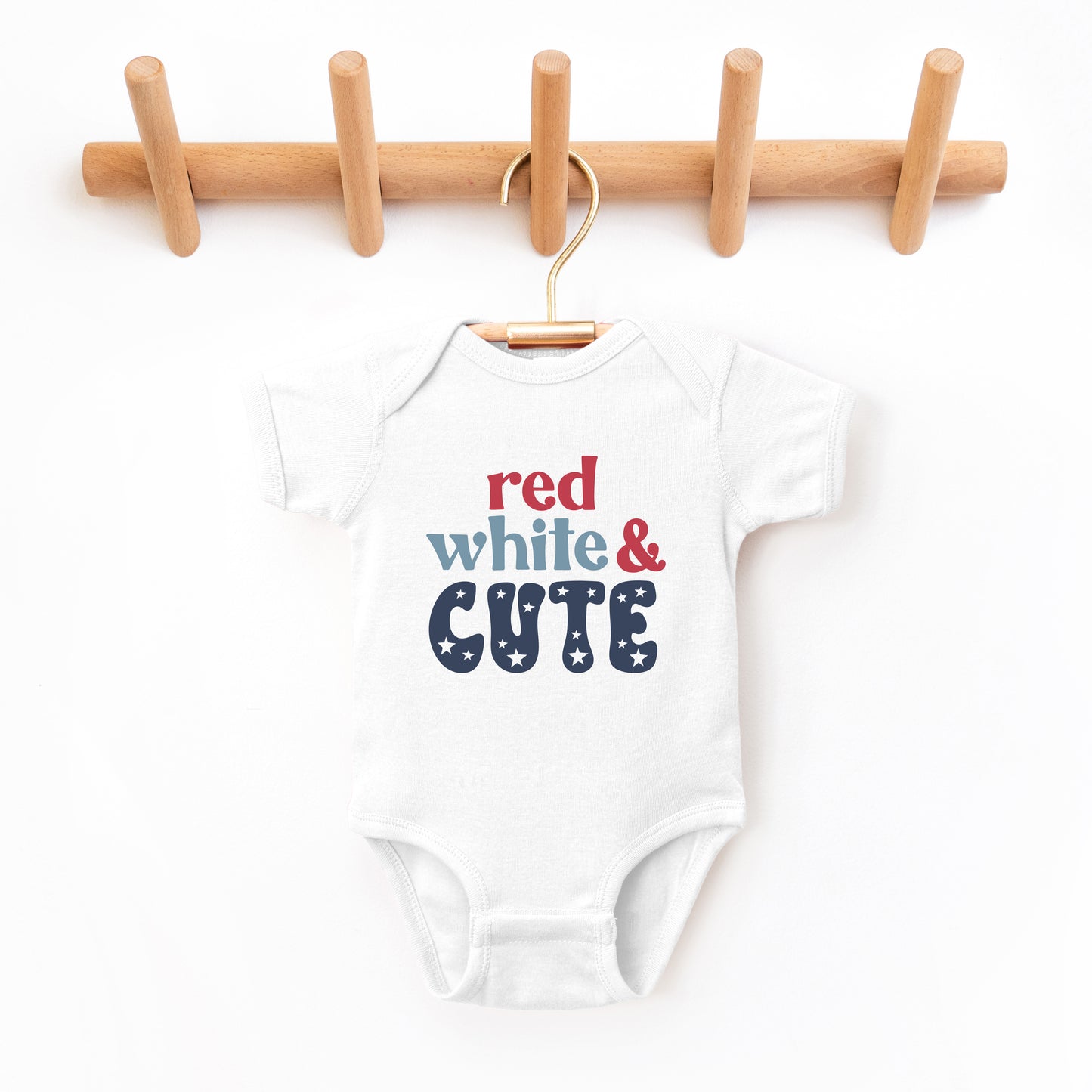 Red White And Cute Stars | Baby Graphic Short Sleeve Onesie
