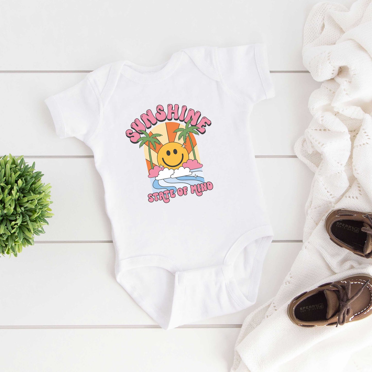 Sunshine State Of Mind Smiley | Baby Graphic Short Sleeve Onesie