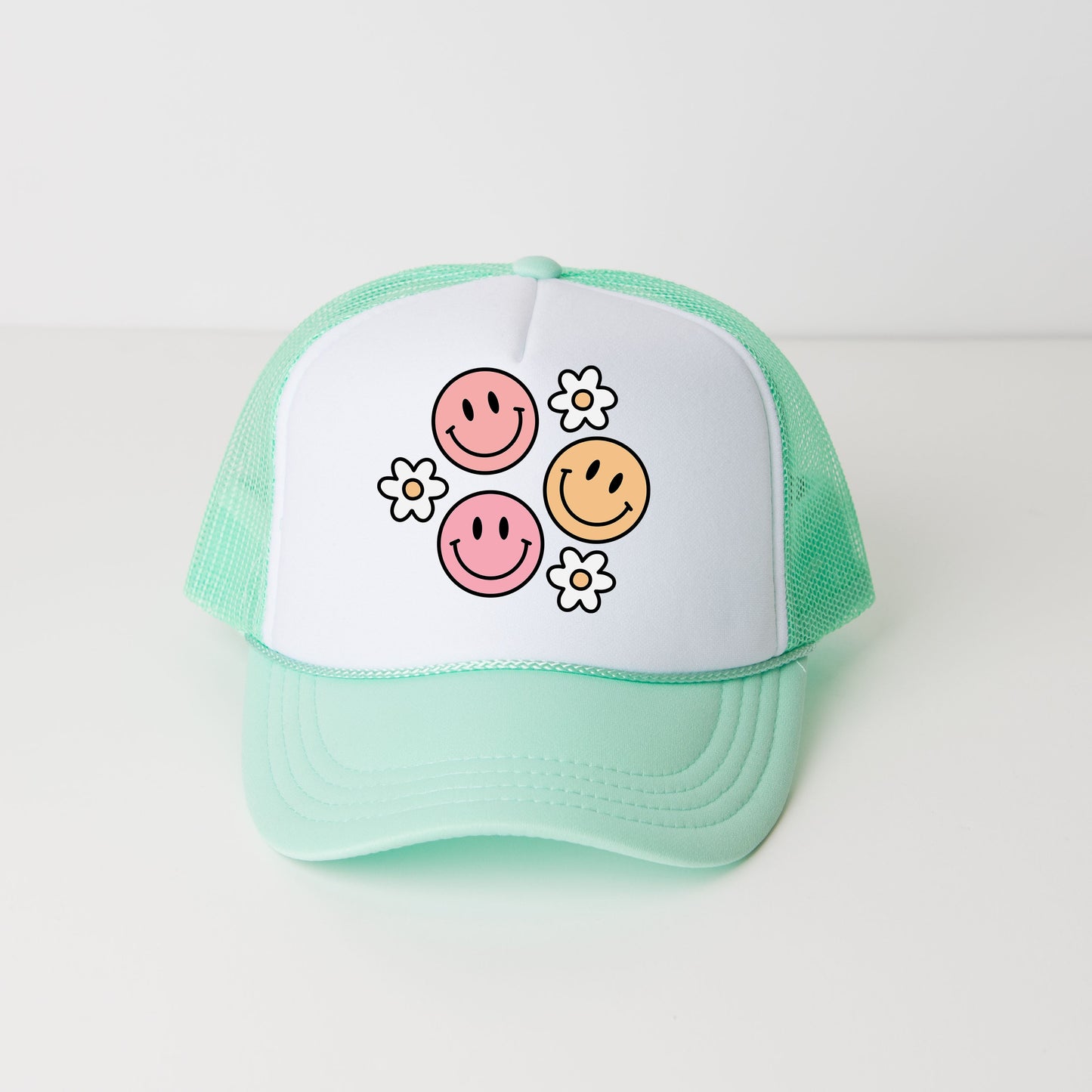 Groovy Flower Smiley Face | Youth Foam Trucker Hat