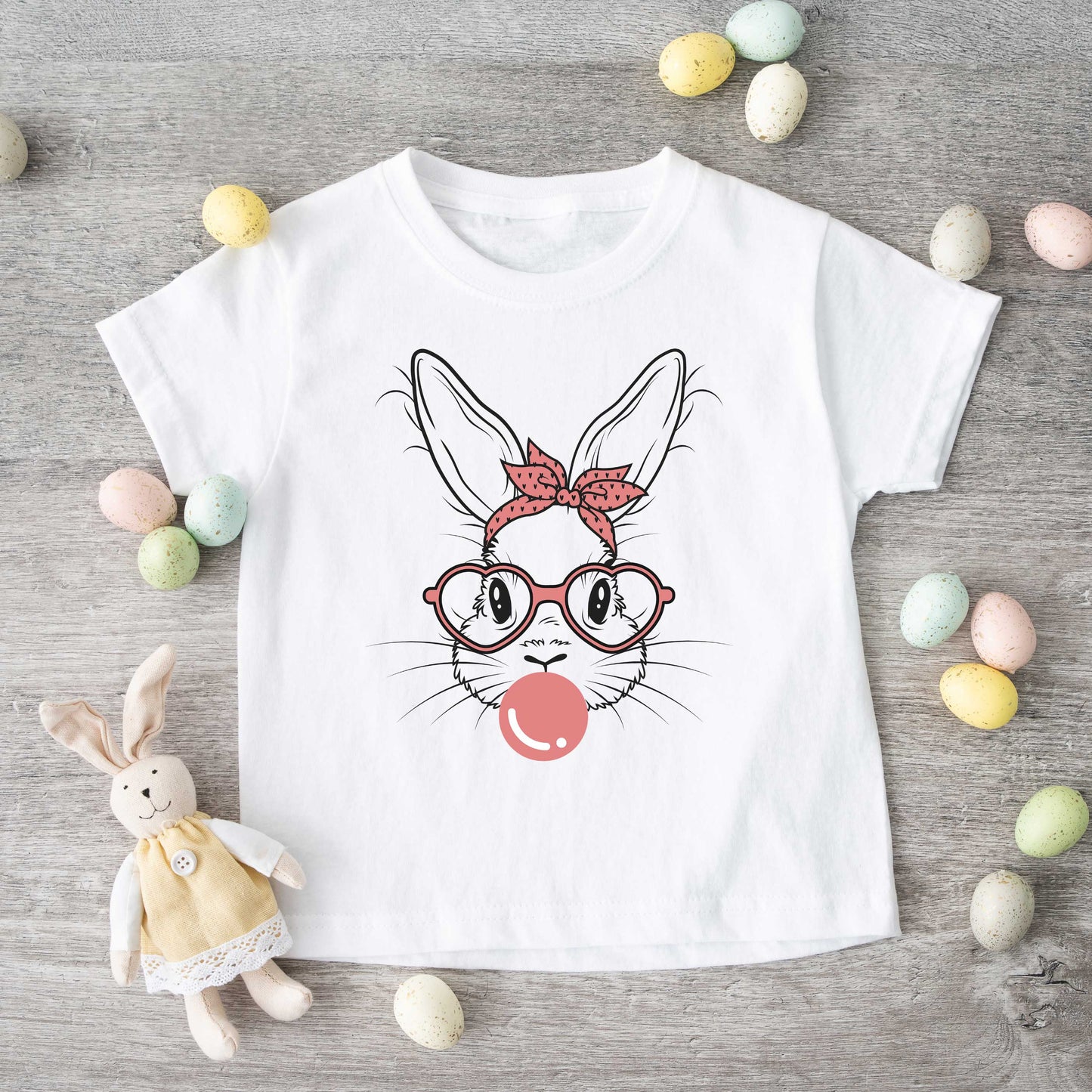 Easter Bunny With Bubble Gum | Toddler Short Sleeve Crew Neck