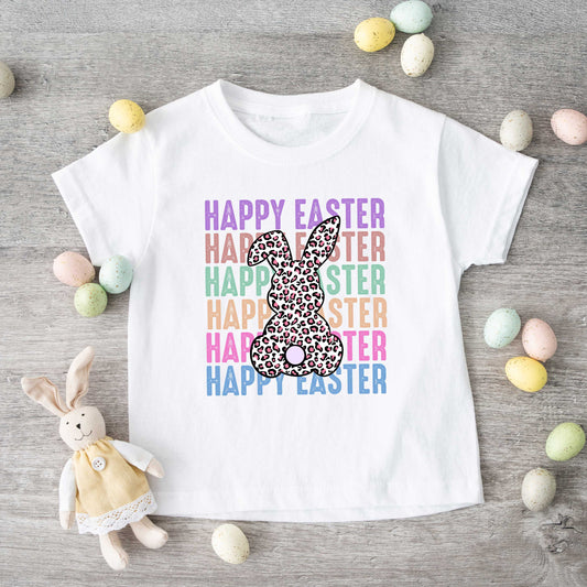 Easter Stacked Leopard Bunny | Toddler Short Sleeve Crew Neck