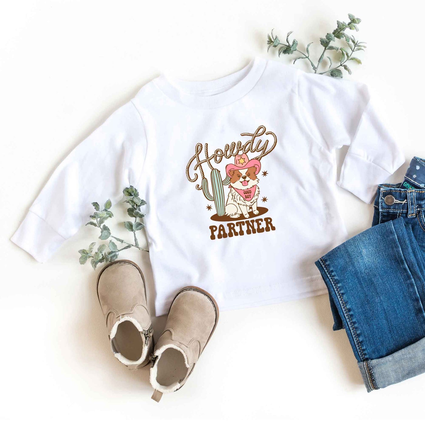 Howdy Partner Dog | Youth Long Sleeve Tee