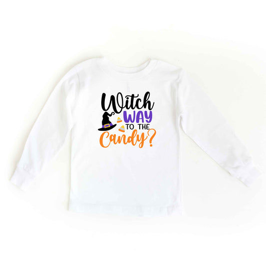 Witch Way To The Candy | Toddler Graphic Long Sleeve Tee