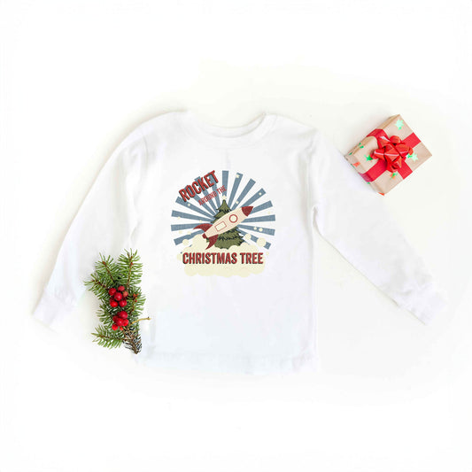Rocket Around The Christmas Tree | Toddler Graphic Long Sleeve Tee