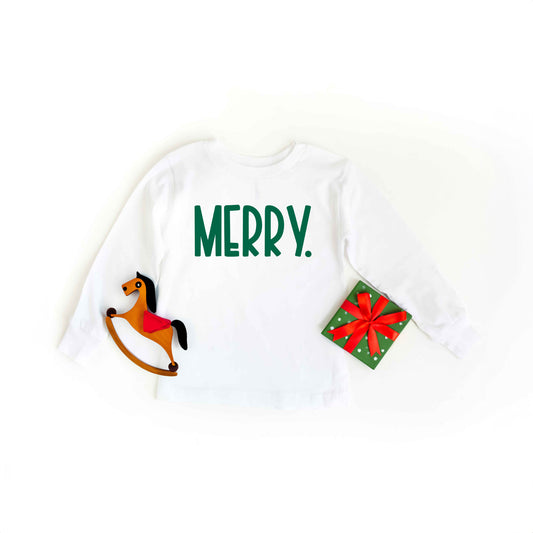 Merry Bold Word | Youth Graphic Long Sleeve Tee