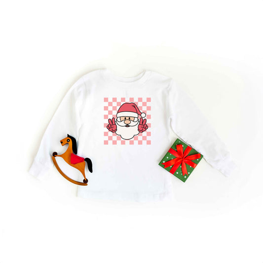 Checkered Santa | Toddler Graphic Long Sleeve Tee