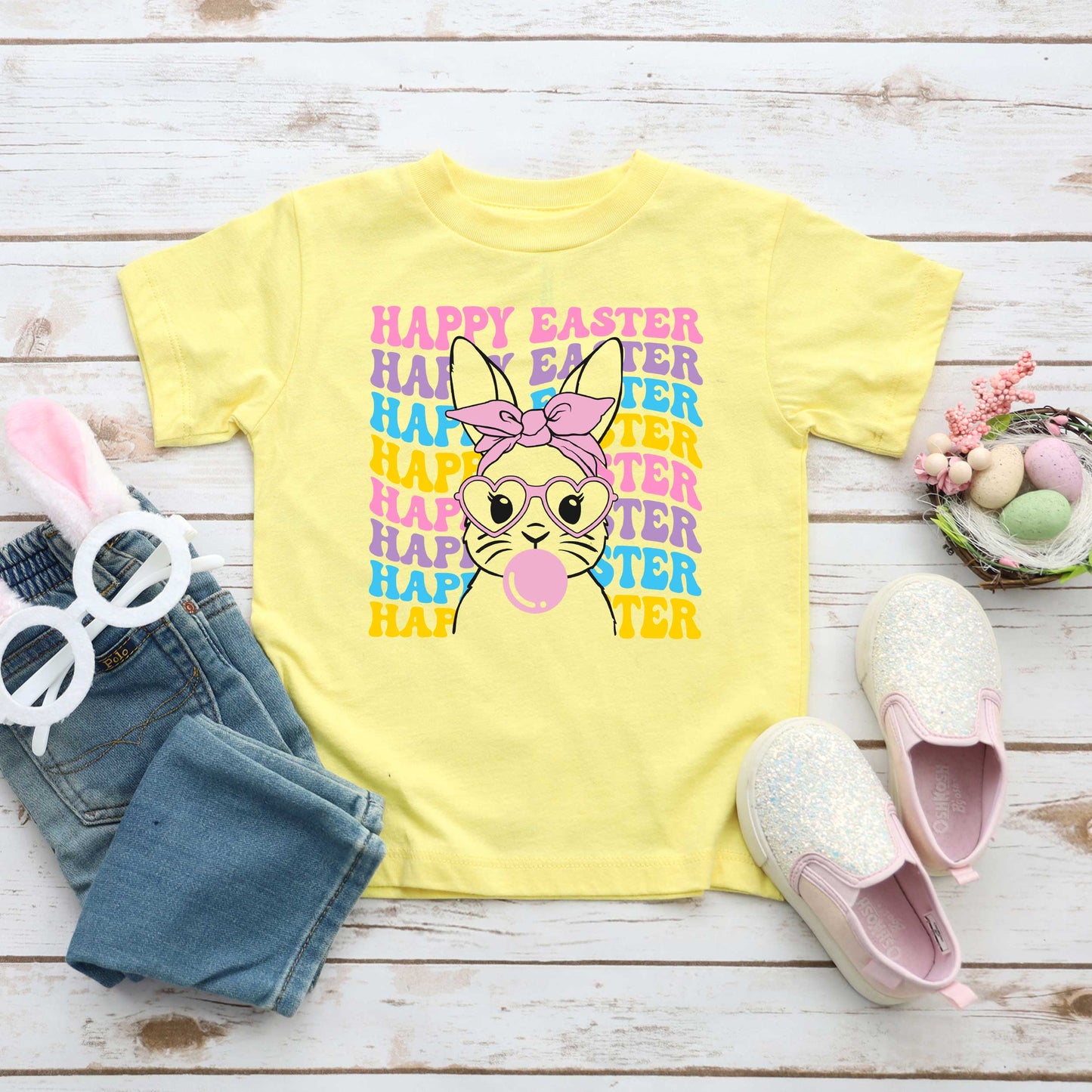 Groovy Easter Bunny | Toddler Short Sleeve Crew Neck