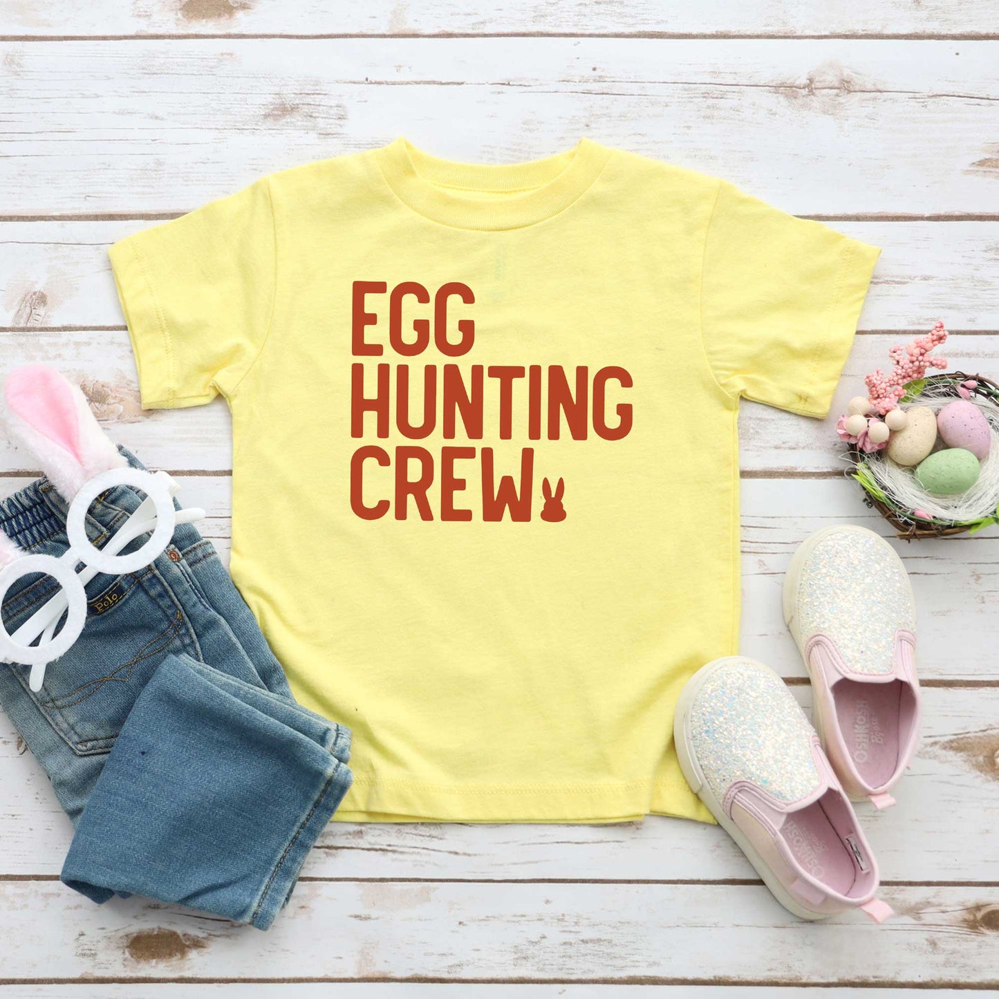 Egg Hunting Crew Bunny | Toddler Short Sleeve Crew Neck