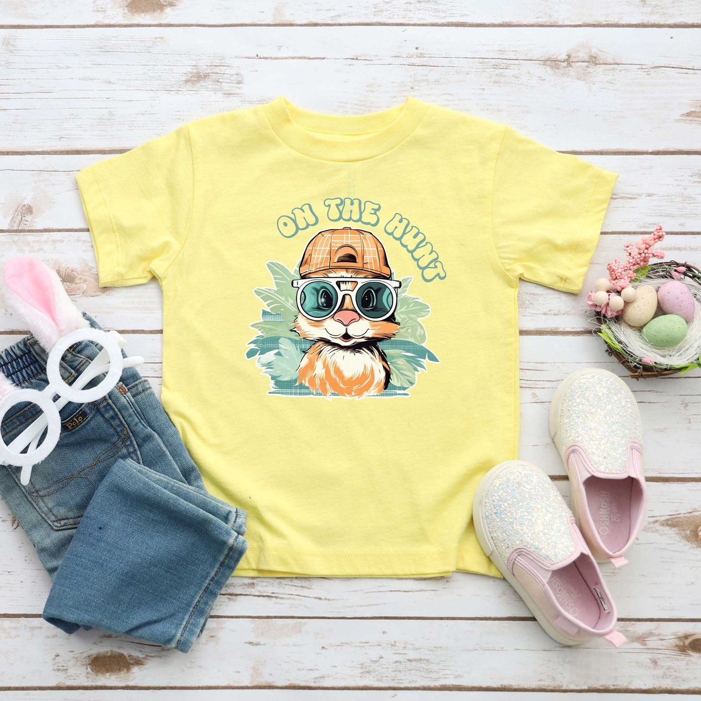 On The Hunt Bunny | Toddler Short Sleeve Crew Neck