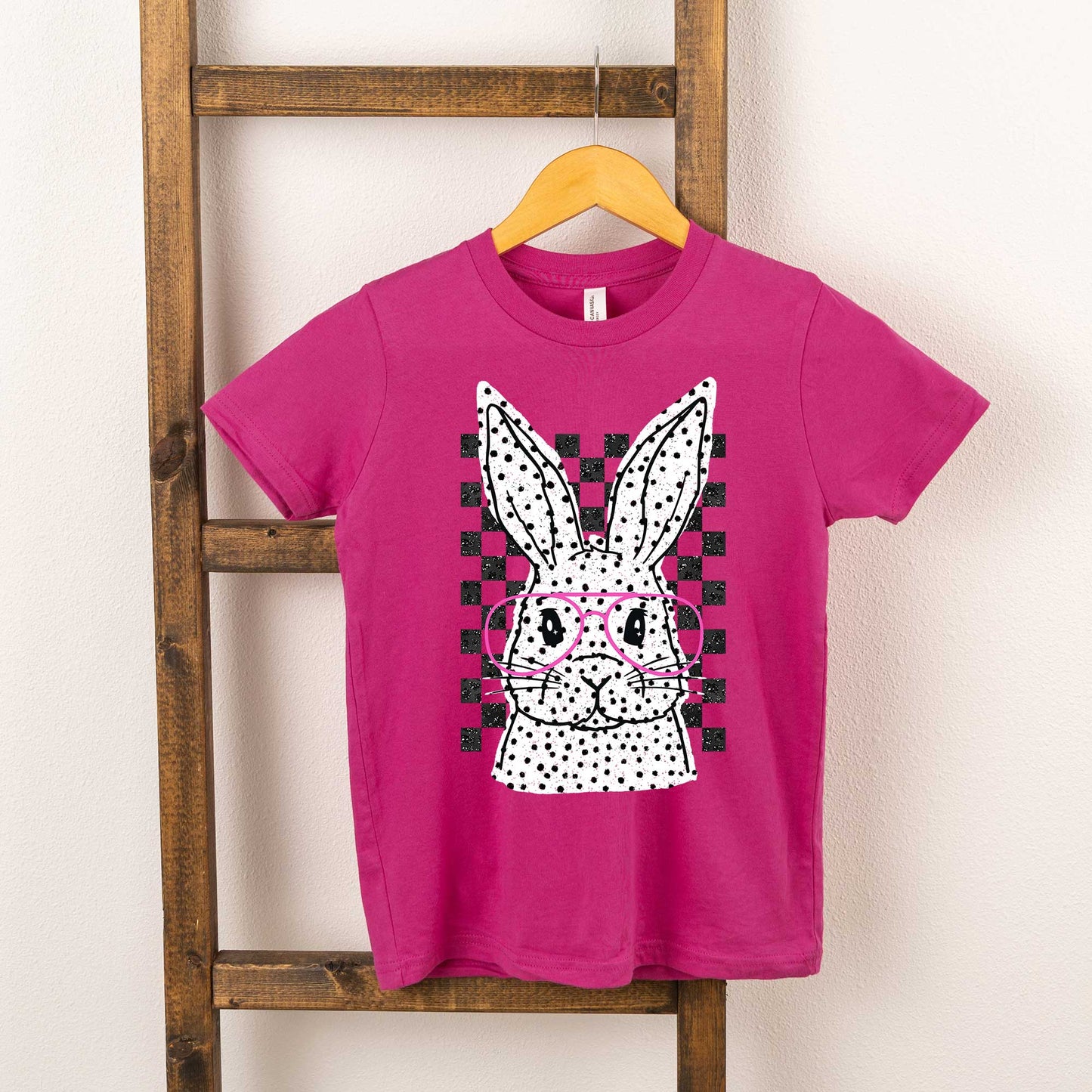 Spotted Bunny With Glasses | Youth Short Sleeve Crew Neck