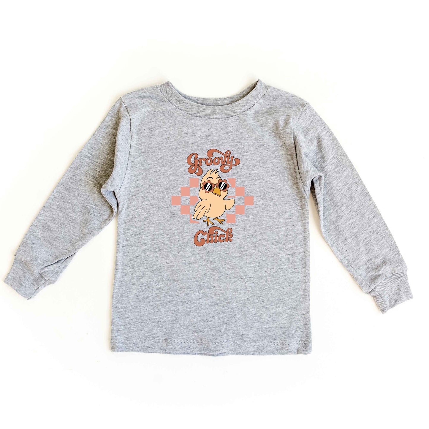 Groovy Chick Checkered | Toddler Long Sleeve Tee