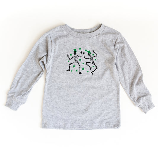 Shamrocks And Dancing Skeletons | Toddler Long Sleeve Tee