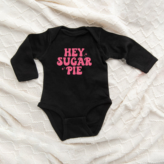 Hey Sugar Pie Stars Pink | Baby Long Sleeve Onesie