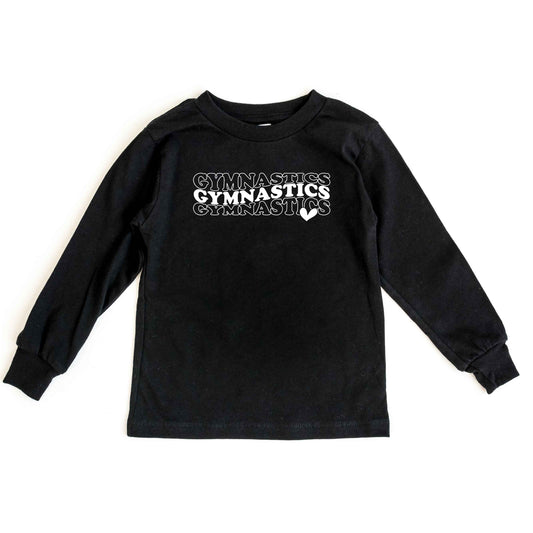 Gymnastics Stacked Heart | Toddler Long Sleeve Tee