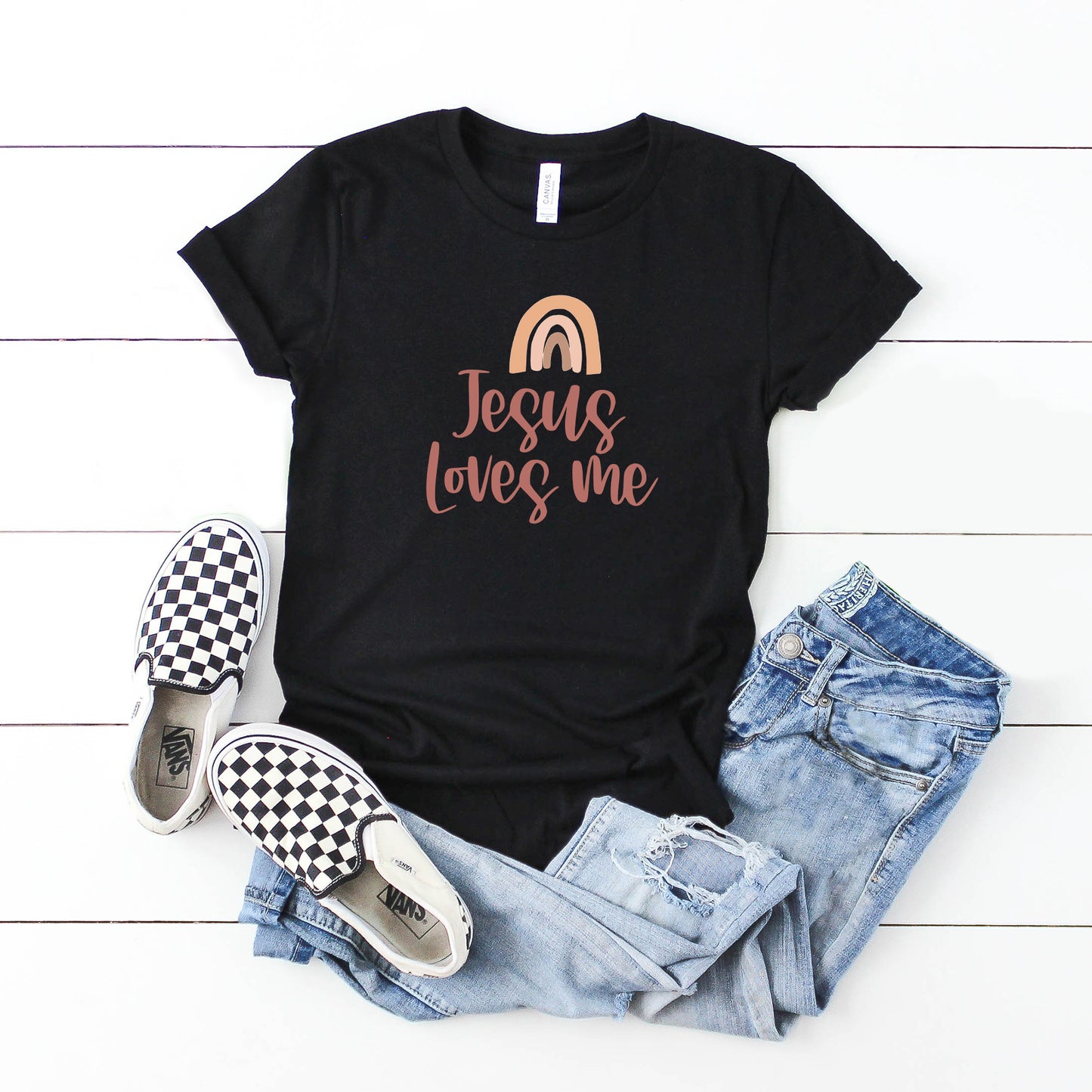 Jesus Loves Me Rainbow | Youth Short Sleeve Crew Neck
